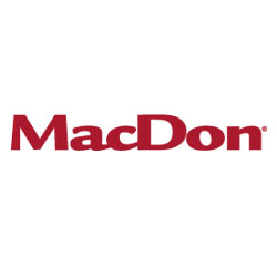 MacDon company logo featuring bold red text on a white background.